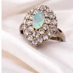Elegant Opal and Crystal Ring